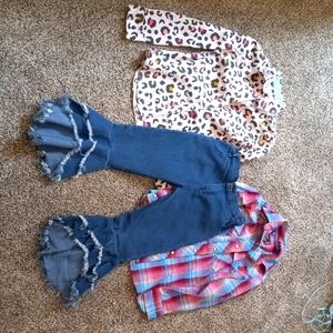 2 button downs, 1 pair of kids jeans